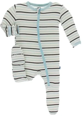 KicKee Pants Tuscan Afternoon Stripe Footie with Zipper