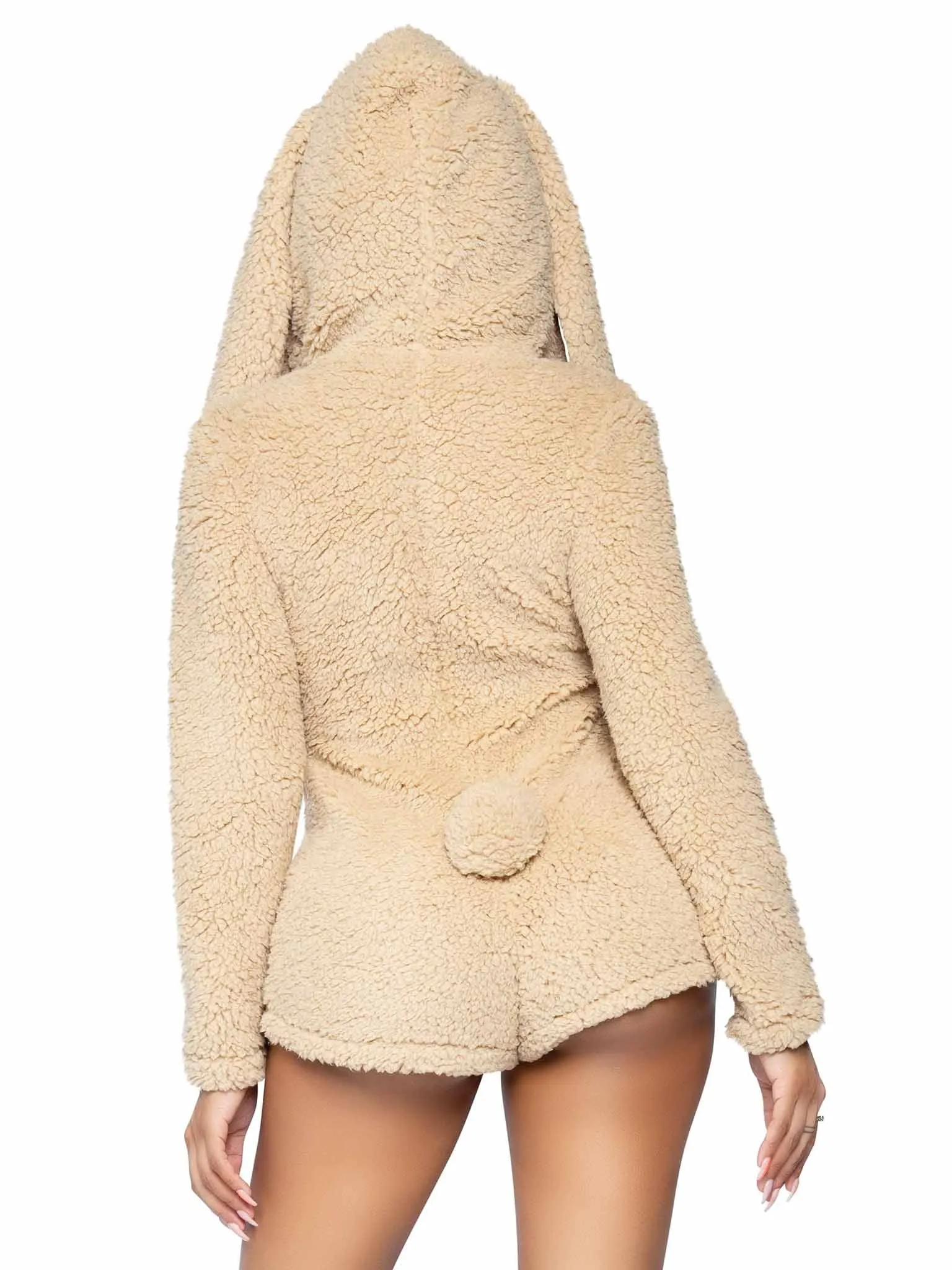 Leg Avenue Cuddle Bunny Ultra Soft Zip Up Teddy Romper - Three Sizes Available!