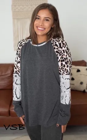 Leopard Snake Raglan Top