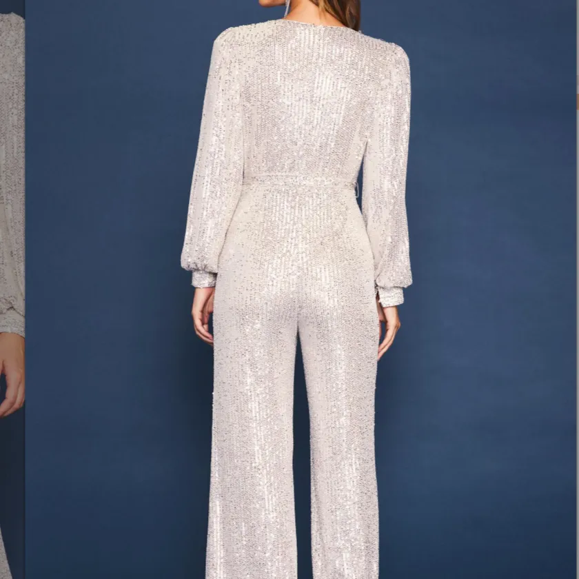 Life of the Party Sequined Wrap Tie Jumpsuit