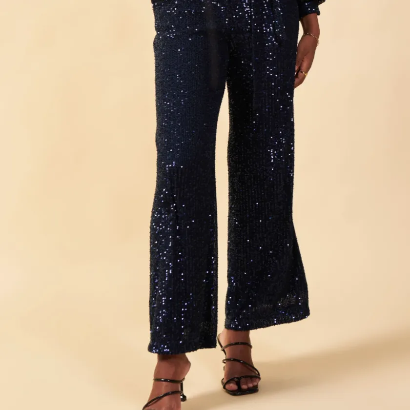 Life of the Party Sequined Wrap Tie Jumpsuit