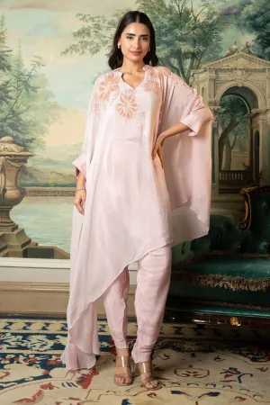 Light Pink Embellished Chinon Silk Co-Ord Set