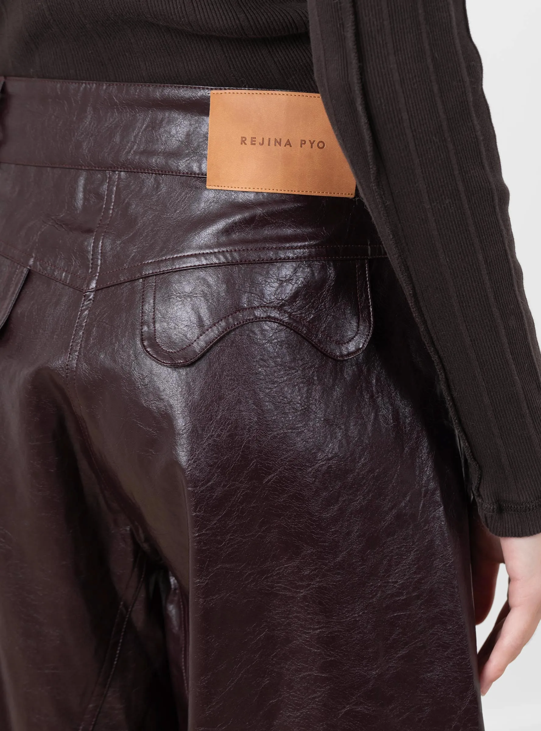 Linda Trouser Faux Leather Burgundy