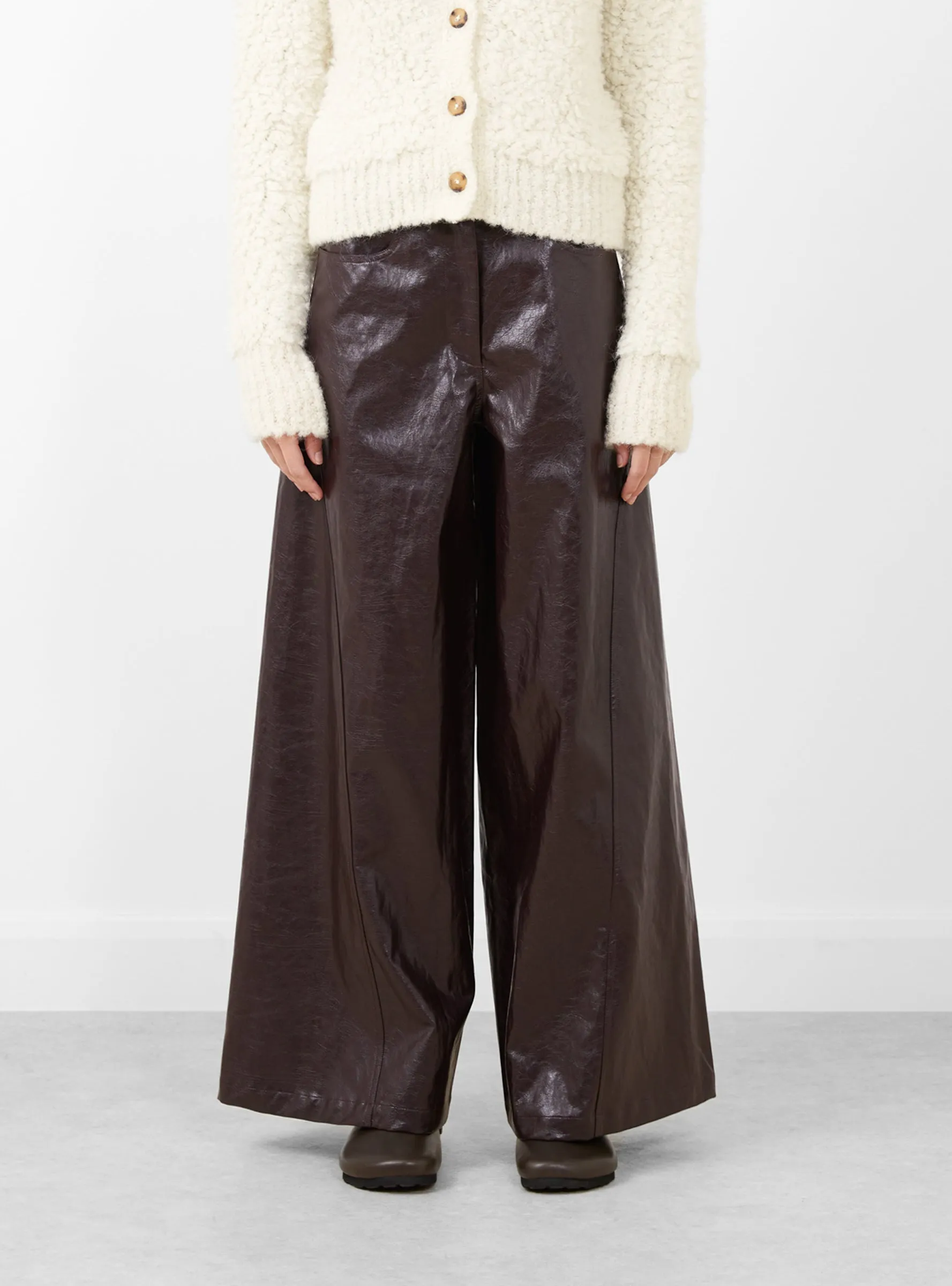 Linda Trouser Faux Leather Burgundy