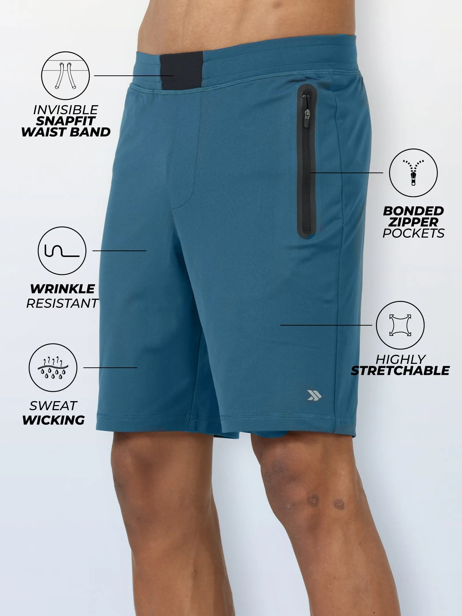 Men's Active Gym Shorts with Bonded  Zipper Pocket