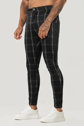 Mens Black Plaid Skinny Pant