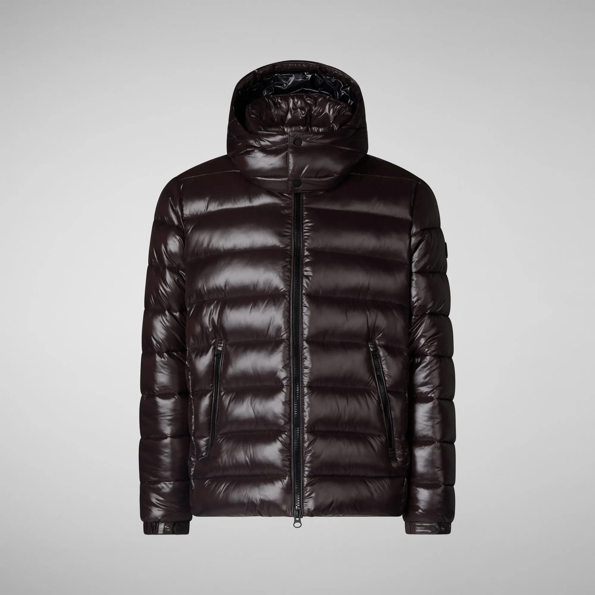 Men's Hooded Animal free Puffer Jacket Florian in Brown Black