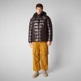 Men's Hooded Animal free Puffer Jacket Florian in Brown Black