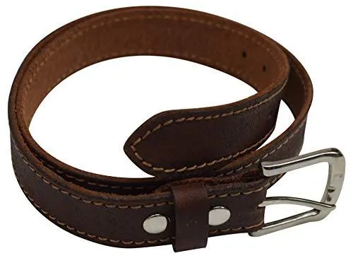 Men's Light Brown Full Grain Genuine Leather Classic Dress Belt with Removable Buckle LSL1801