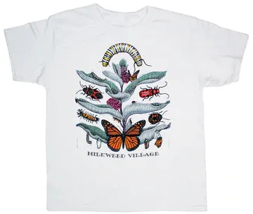 Milkweed Village Youth White T-shirt with Maine Audubon Logo