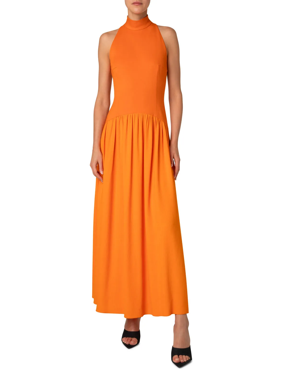 Mix Media Halter Top Midi Dress