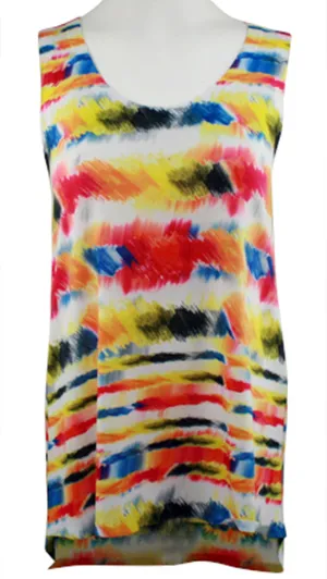 Nally & Millie - Color Strokes, Scoop Neck, Sleeveless Multi-Colored Tank Top