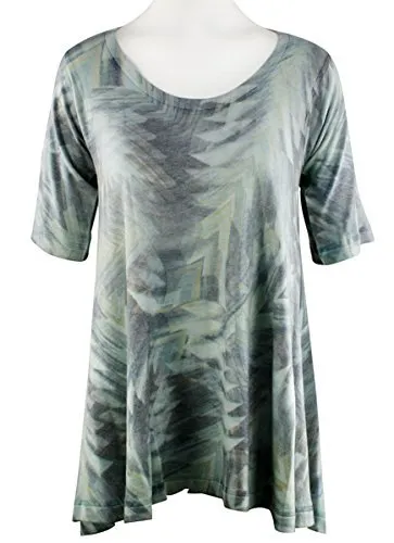 Nally & Millie Uplift, Scoop Neck, Short Sleeve Blue Grey Abstract Design Tunic