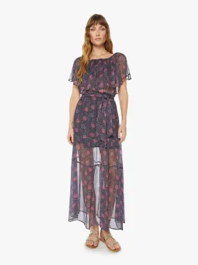 Natalie Martin Naomi Dress W/ Sash - Snowflake Print Aubergine