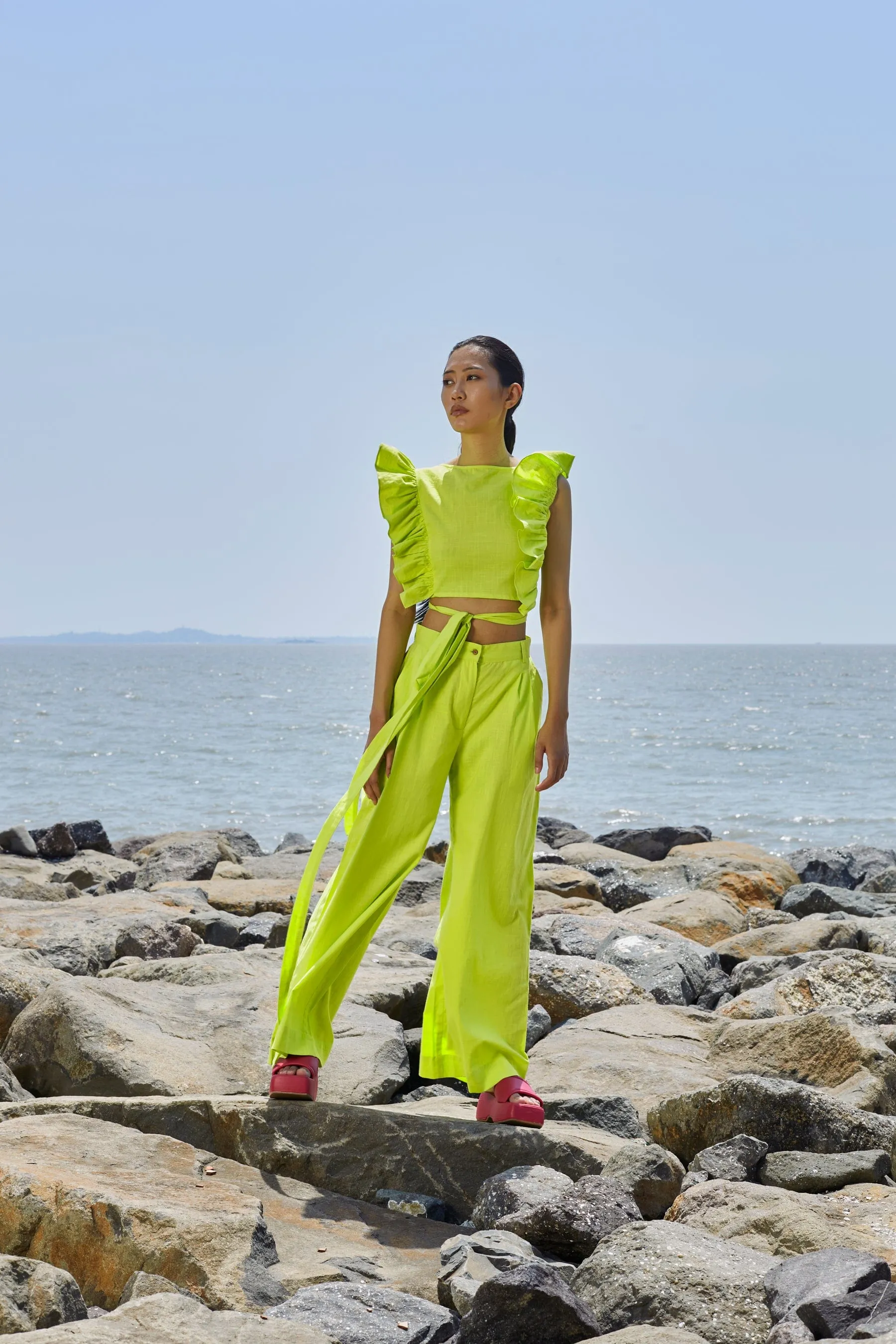 Neon Green High-Waisted Trouser