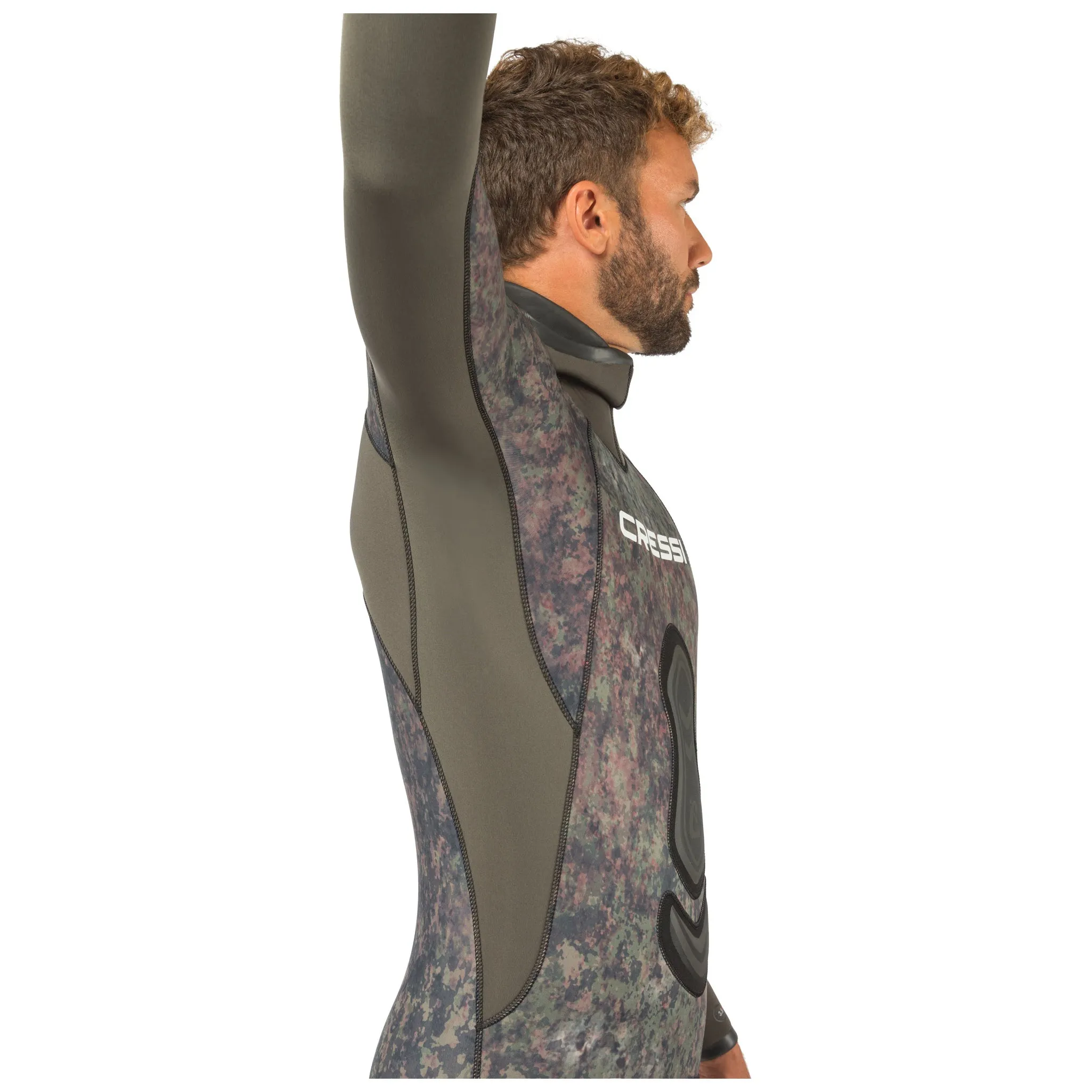 Open Box Cressi 5mm Mens Seppia 2-piece Freediving Wetsuit - Camo Grey - Large/4