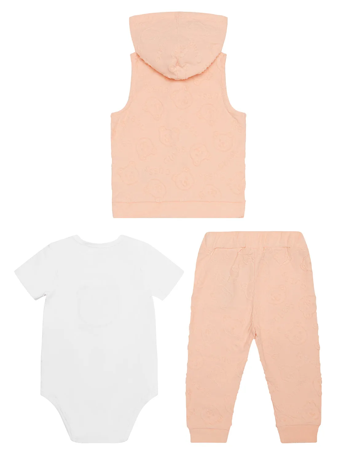 Orange Peach Vest and Pants 3 Piece Set (0-12M)