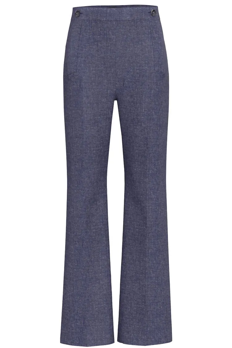 Oxiria Linen Trousers in Midnight Blue