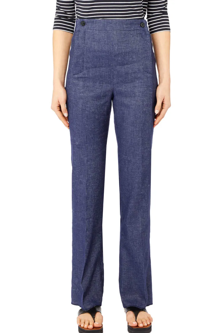 Oxiria Linen Trousers in Midnight Blue