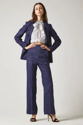 Oxiria Linen Trousers in Midnight Blue