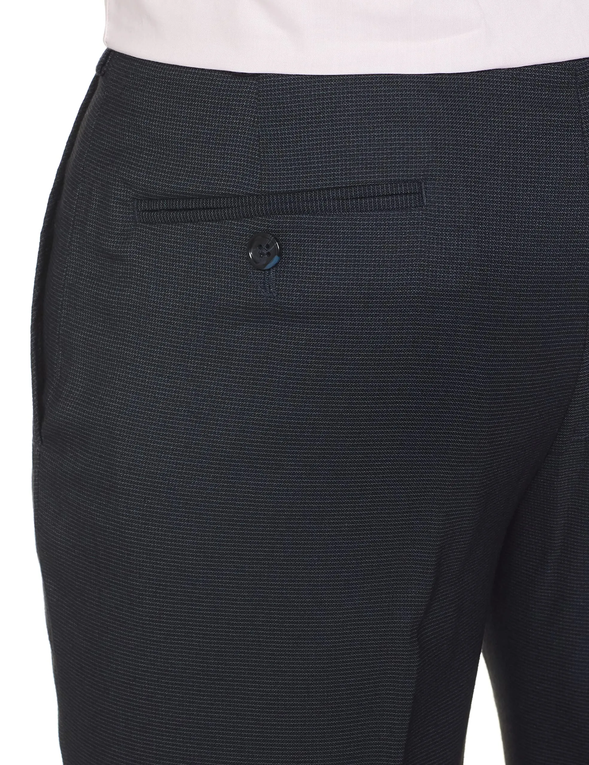 PARK AVENUE Men's Smart FIT PLEATLESS Dark Blue Formal Trouser