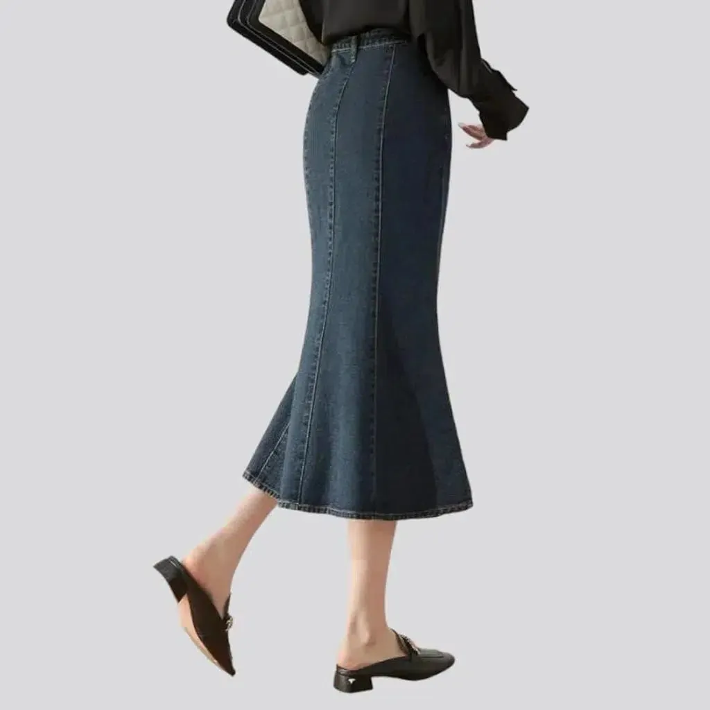 Patchwork-stitching denim skirt
 for women