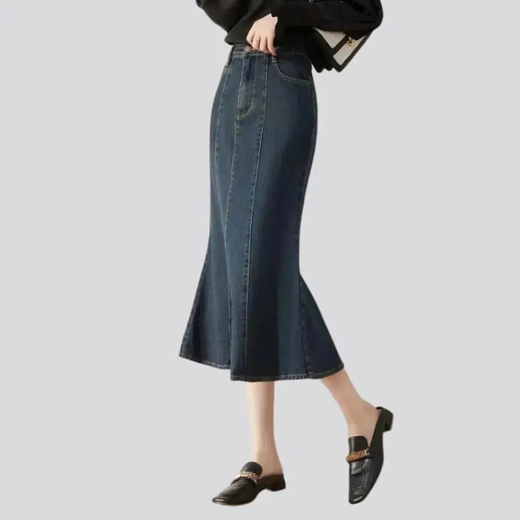 Patchwork-stitching denim skirt
 for women