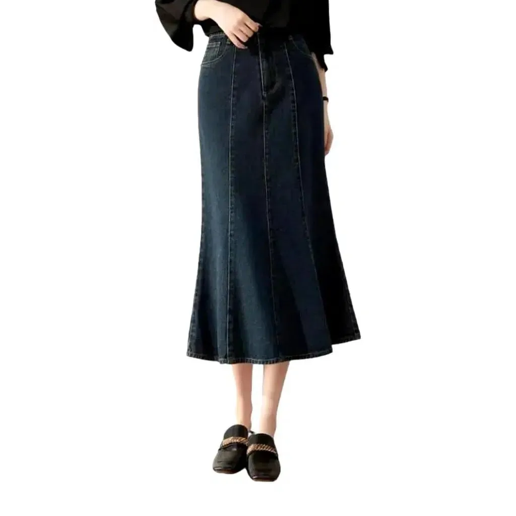 Patchwork-stitching denim skirt
 for women