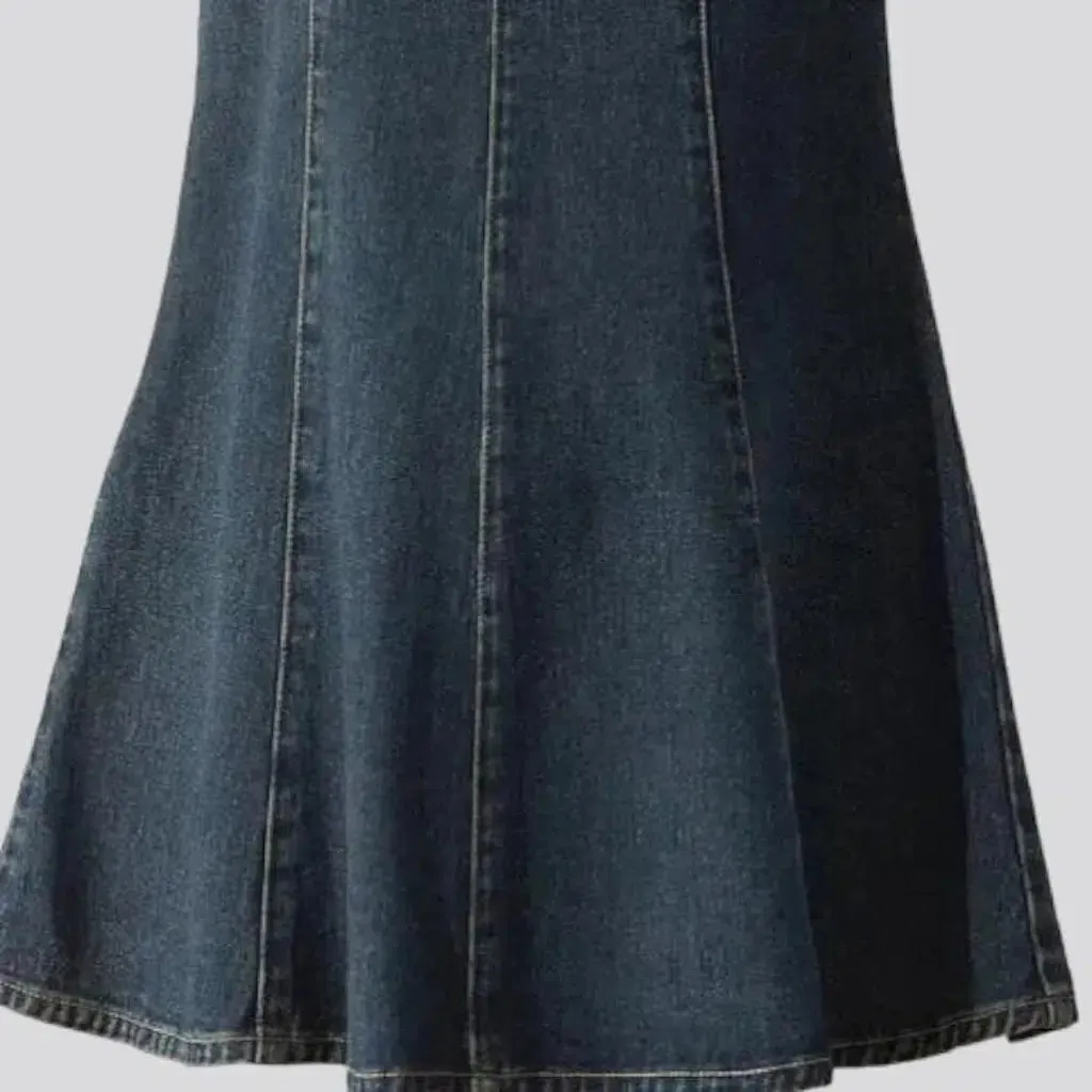 Patchwork-stitching denim skirt
 for women