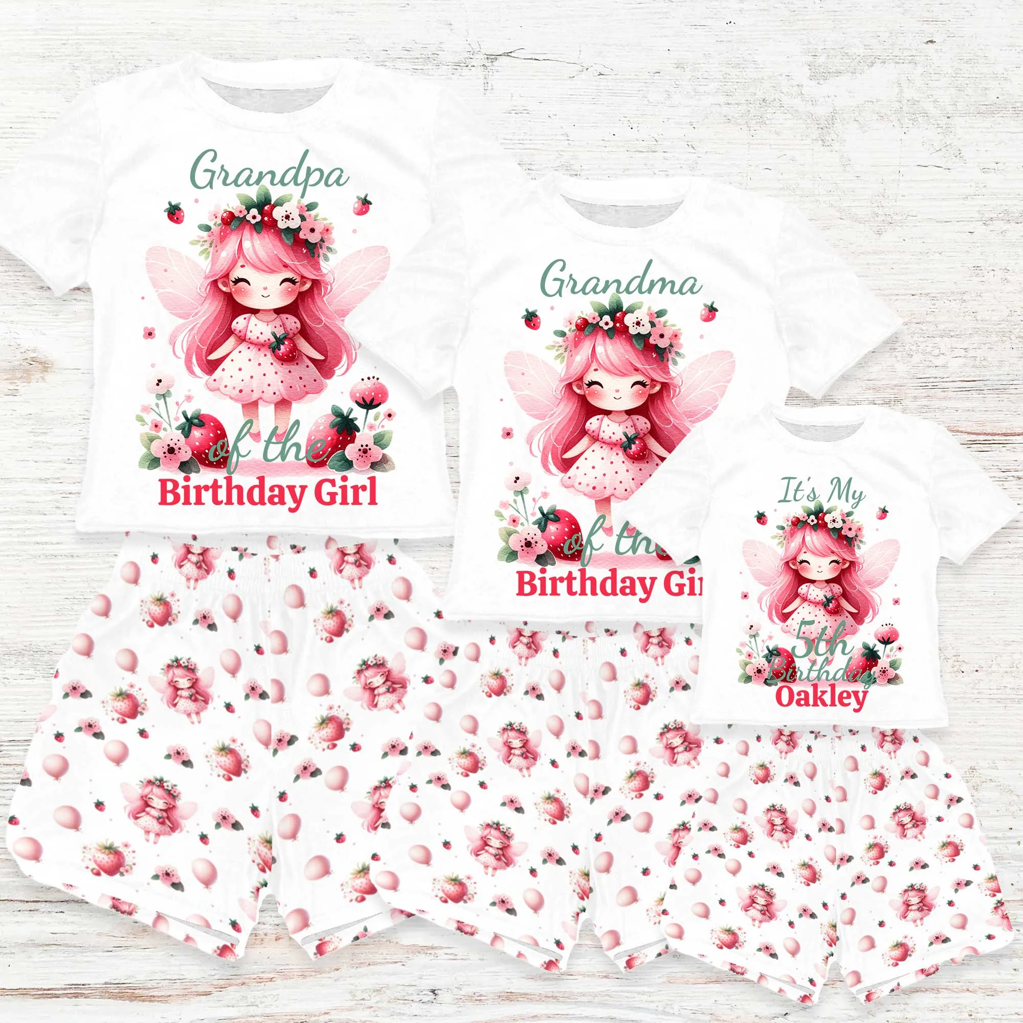 Personalised Strawberry Fields Matching Birthday Shirt and Short Sets