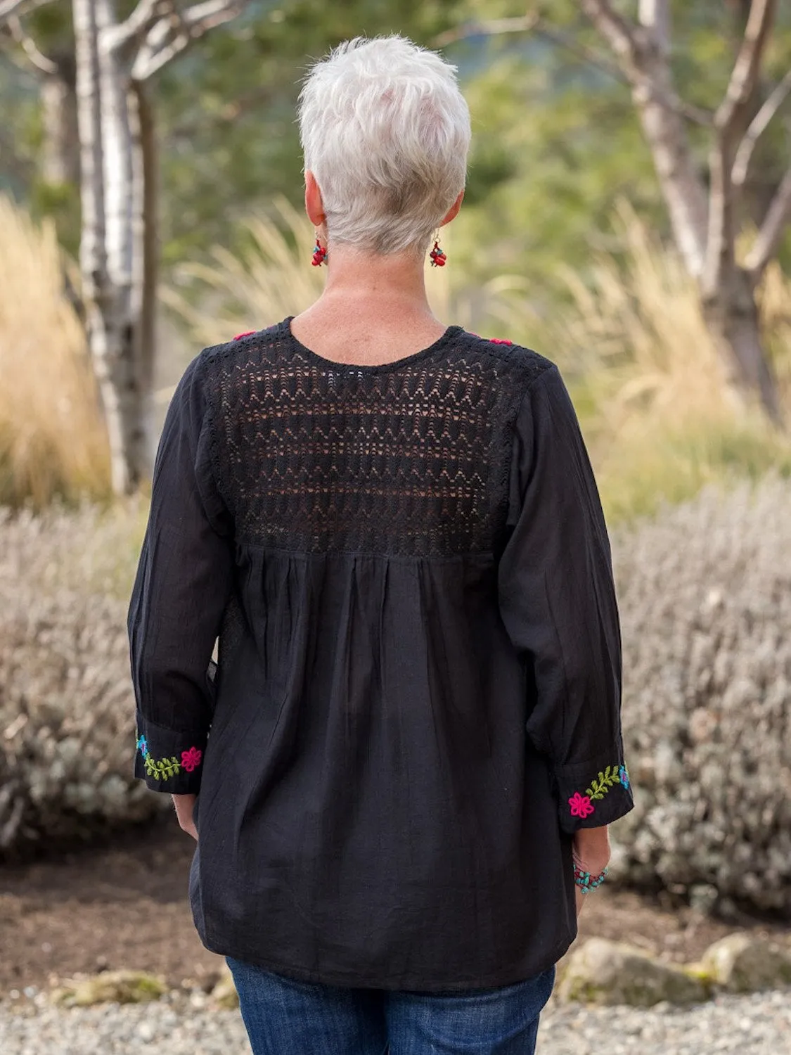 Pilar Fine Florals Black Tunic