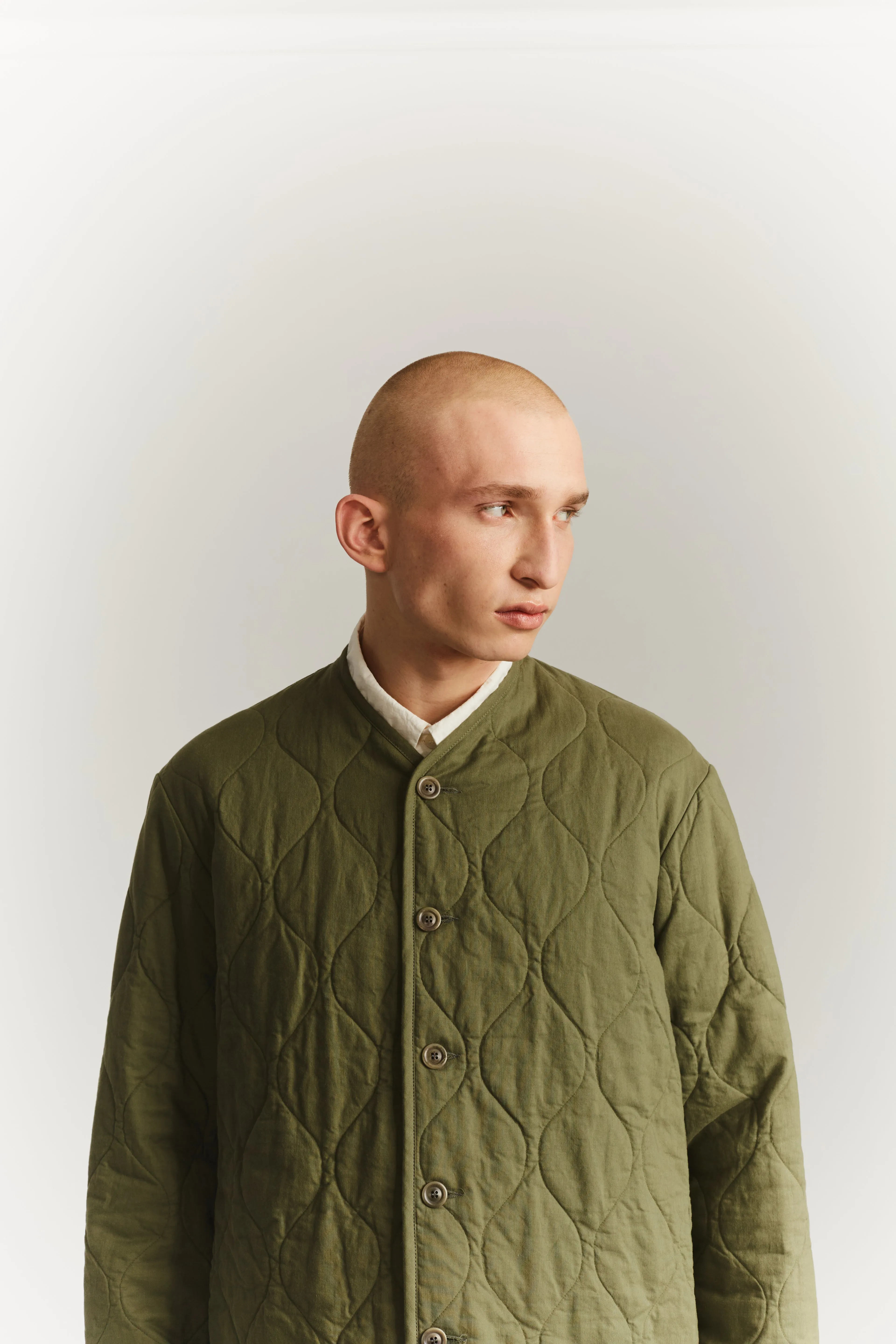 PUFFER JACKET - SAT TWILL - LIGHT KHAKI