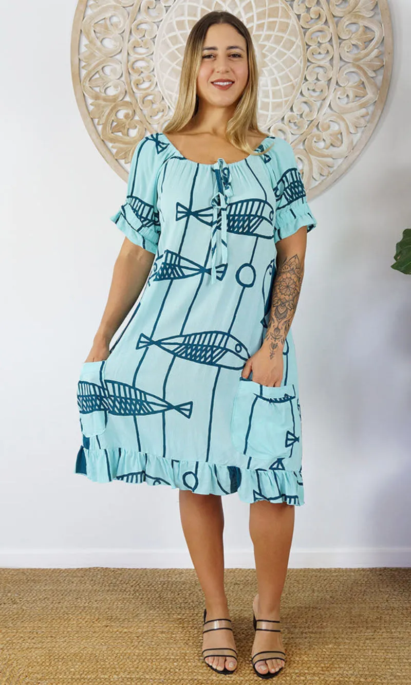 Rayon Cuba Dress Fish, More Colours