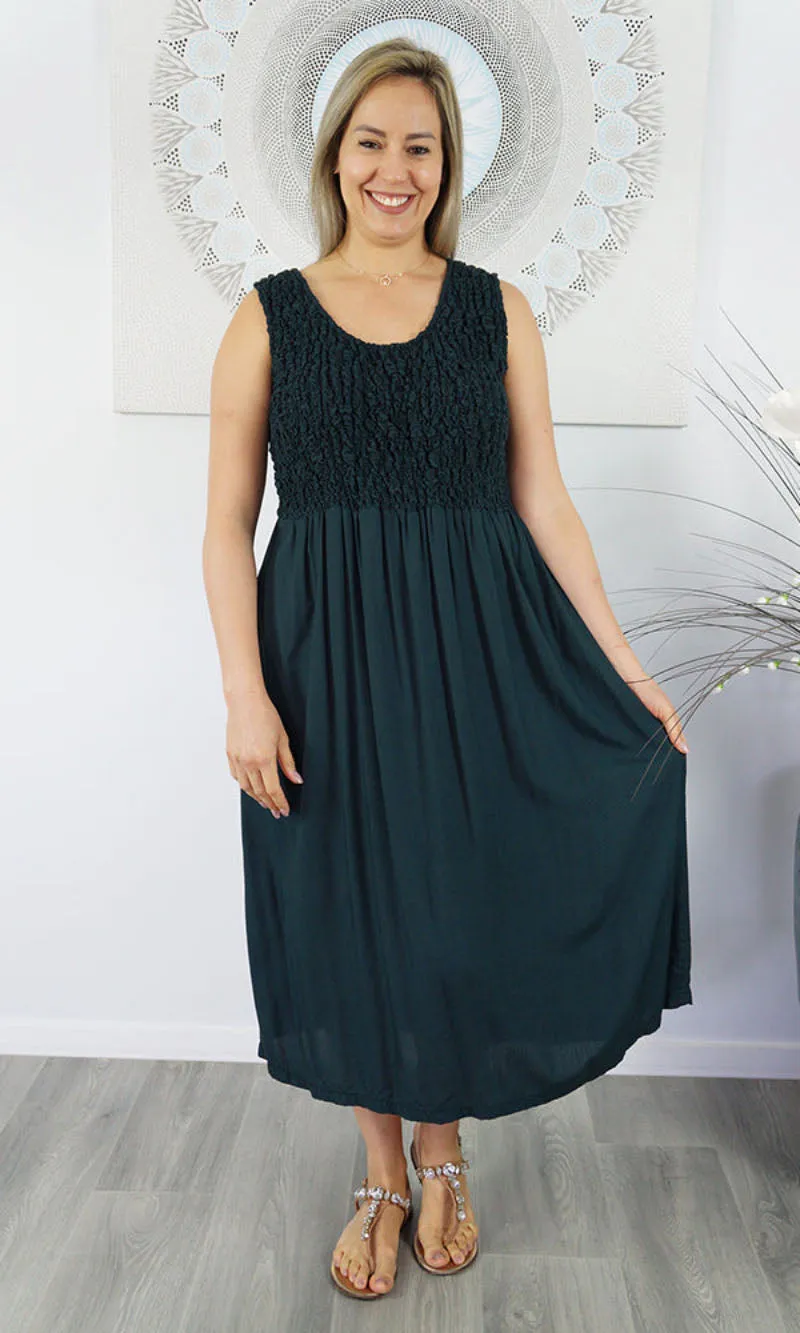 Rayon Dress Bubble Plain, More Colours
