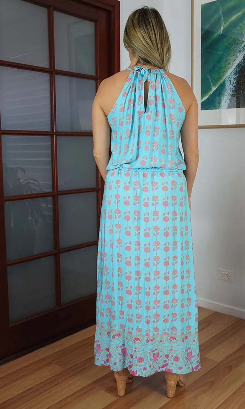 Rayon Dress Chloe Long Laguna Aqua