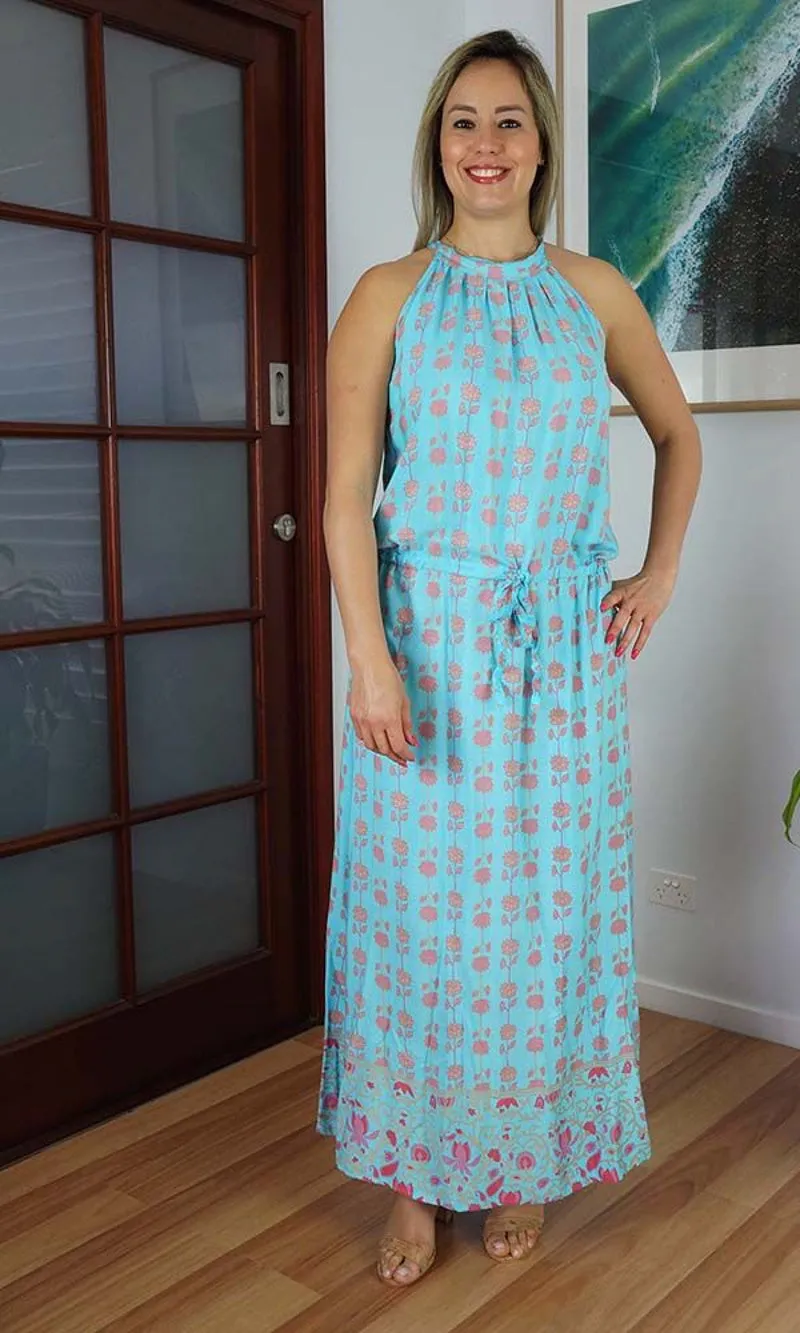 Rayon Dress Chloe Long Laguna Aqua