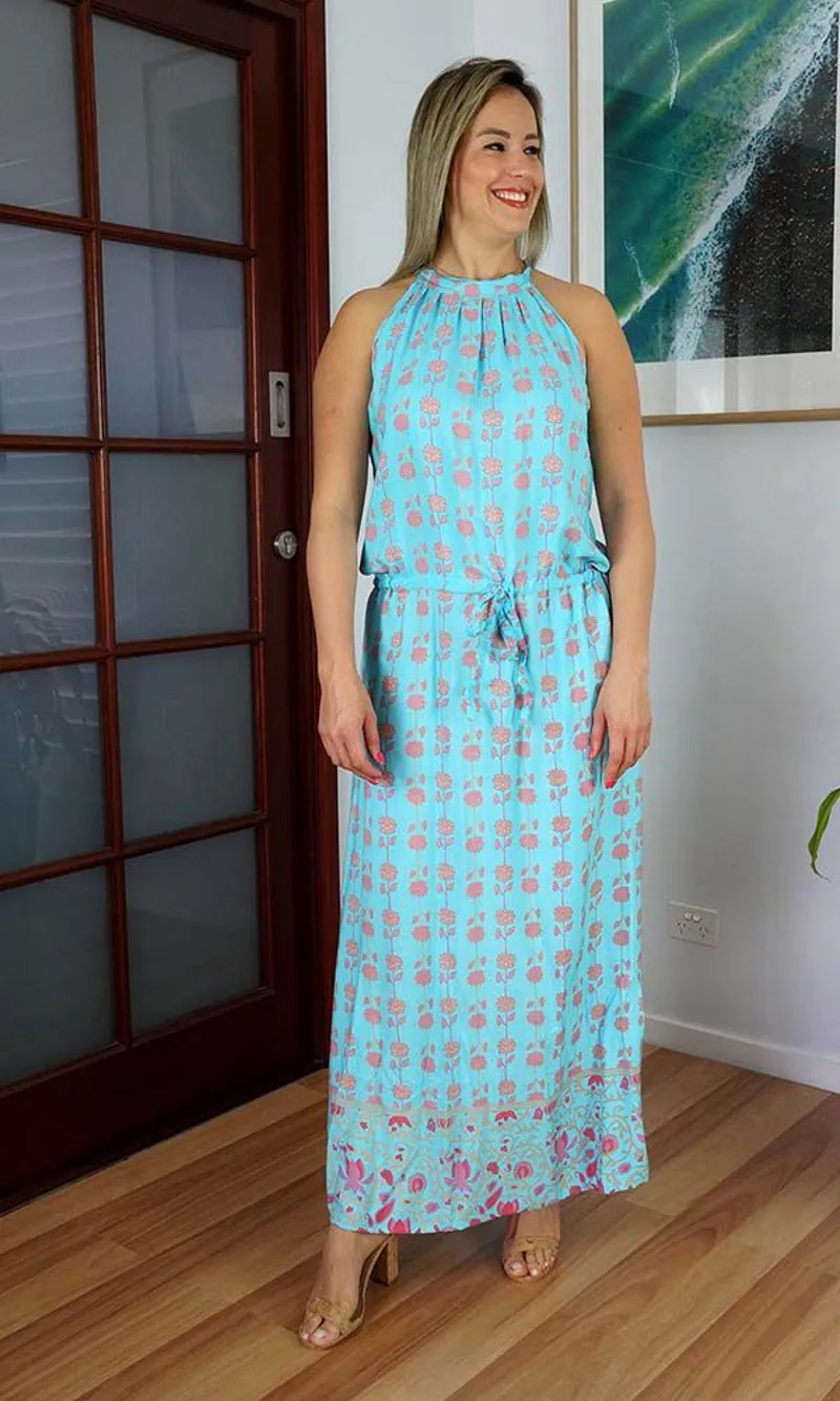 Rayon Dress Chloe Long Laguna Aqua