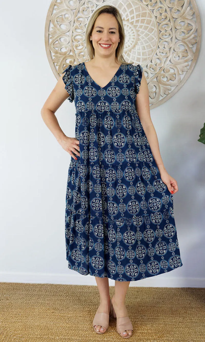 Rayon Dress Costa Rica Katmandu Navy