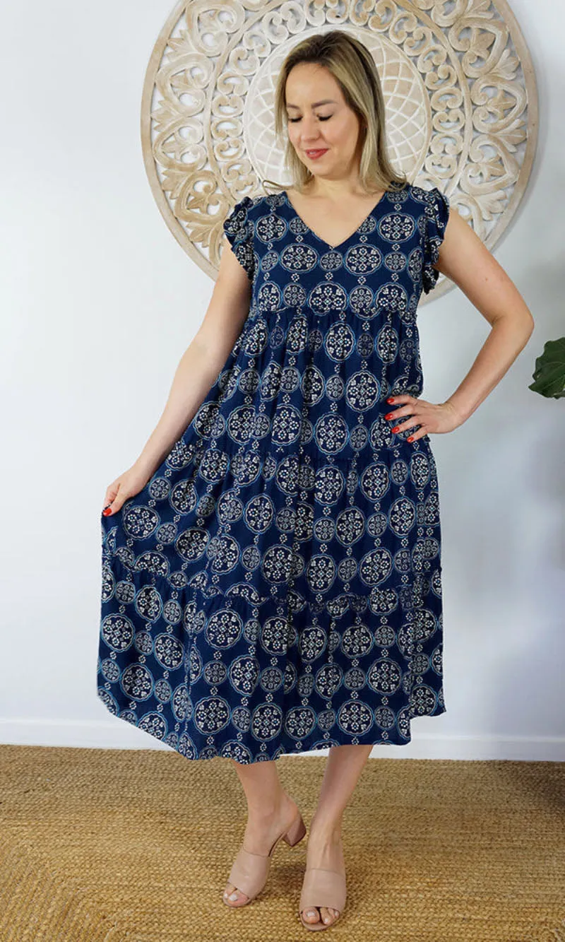 Rayon Dress Costa Rica Katmandu Navy