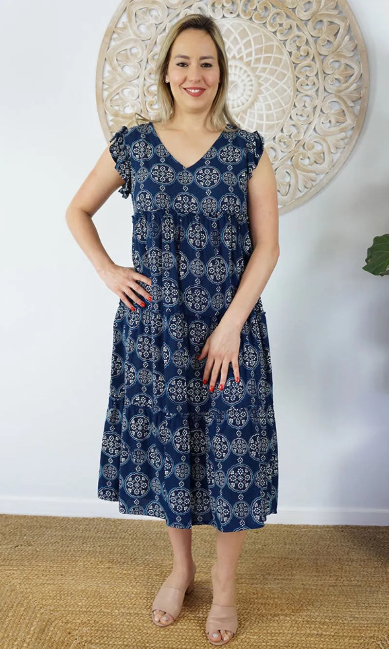 Rayon Dress Costa Rica Katmandu Navy