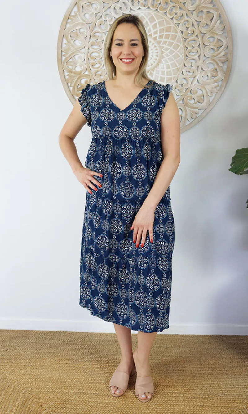 Rayon Dress Costa Rica Katmandu Navy