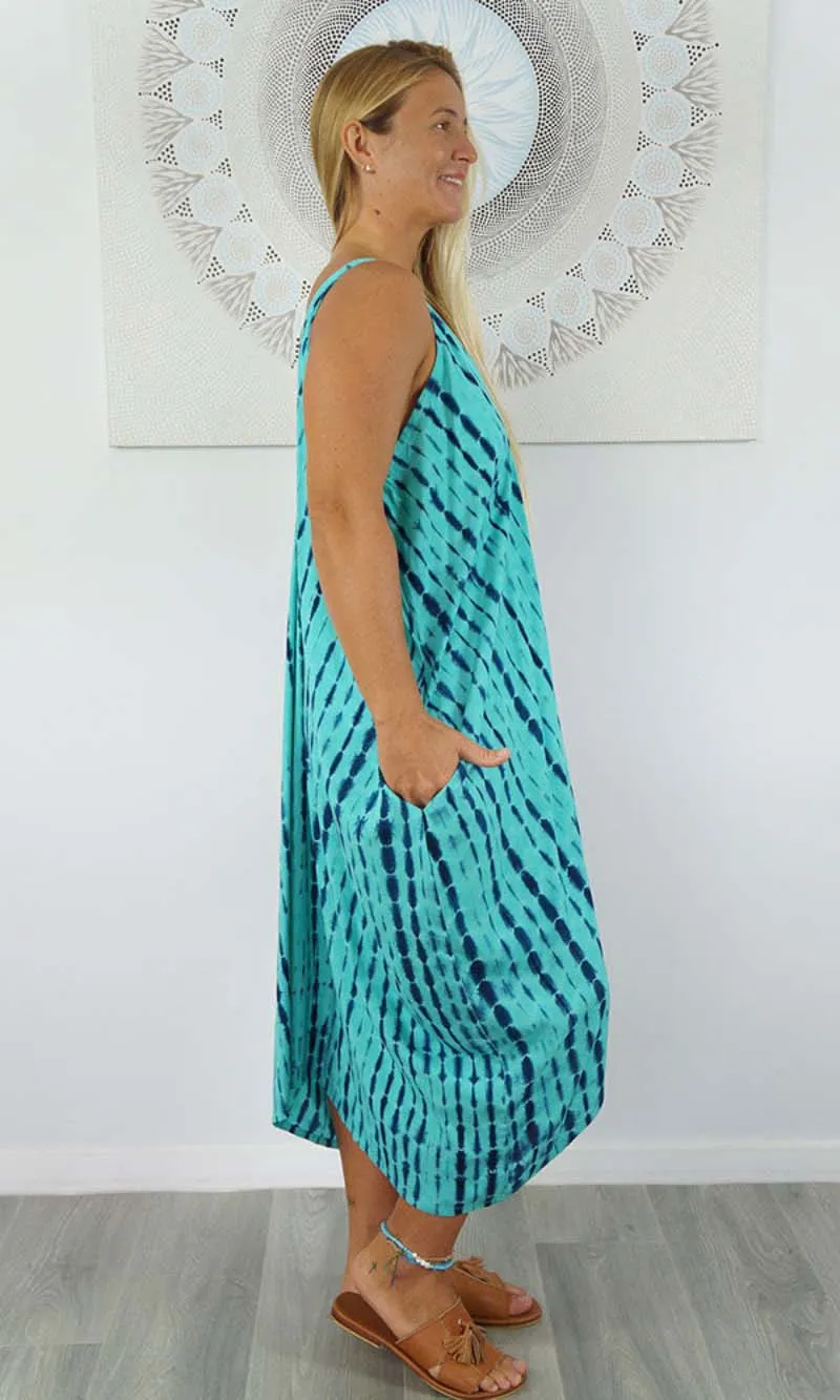 Rayon Dress Festival Crackle Tie Dye, More Colours