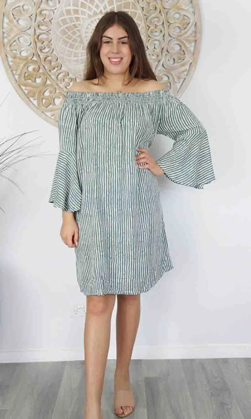 Rayon Dress Malibu Stripes Grey