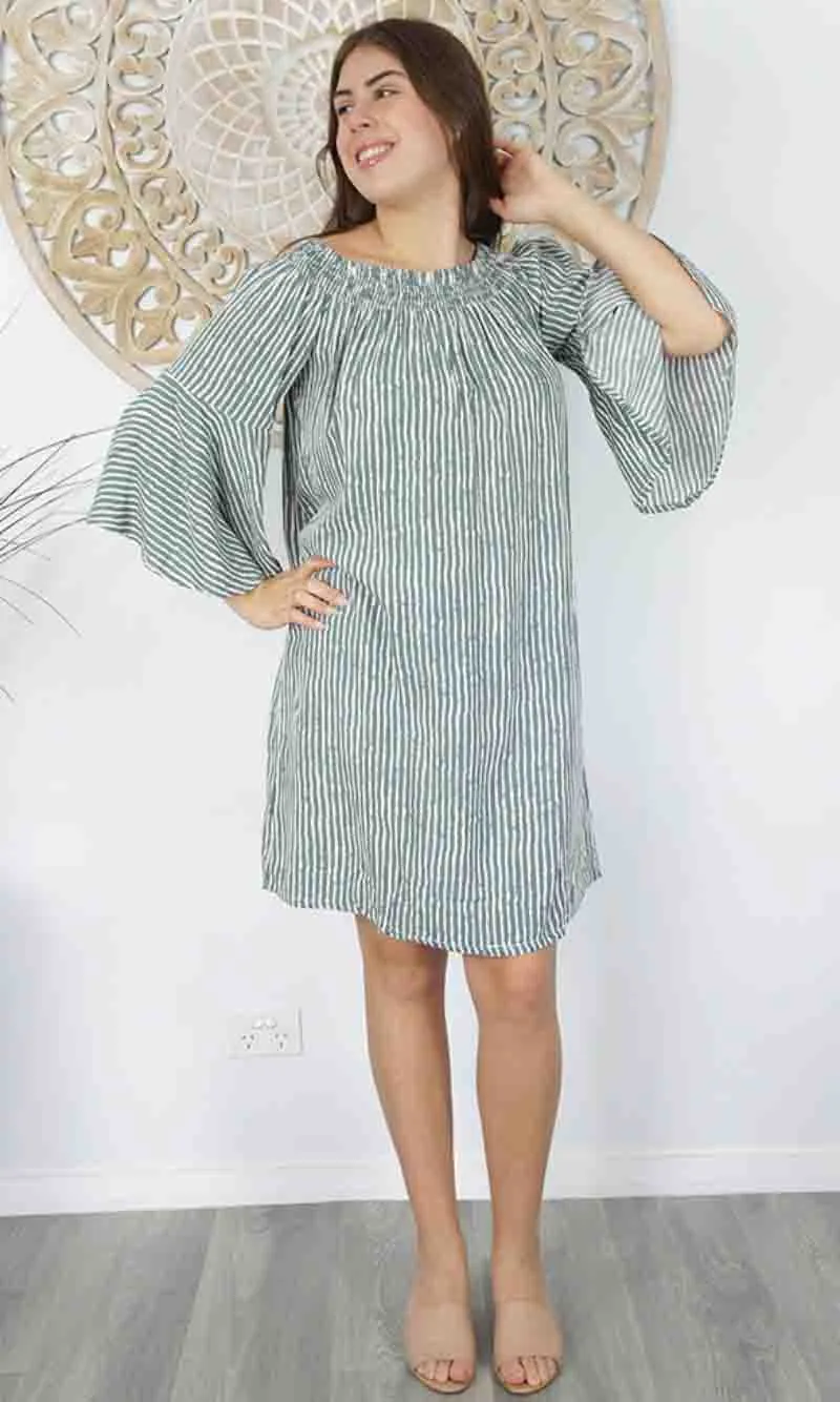 Rayon Dress Malibu Stripes Grey