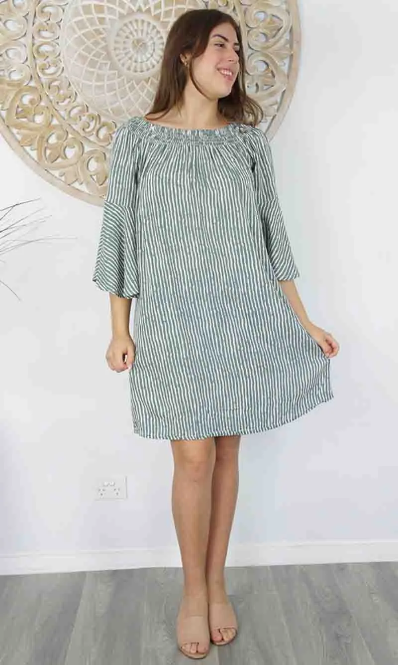 Rayon Dress Malibu Stripes Grey