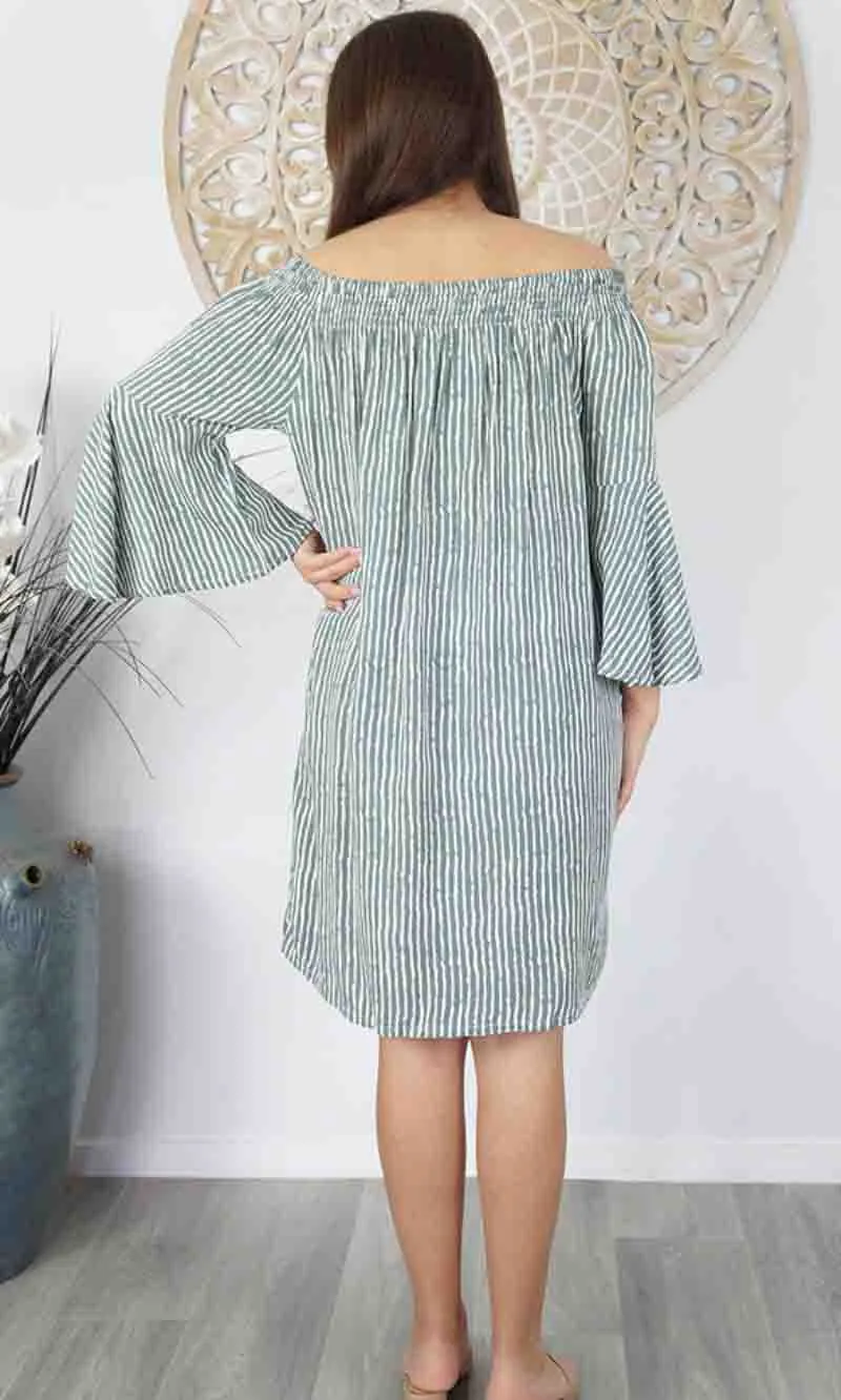 Rayon Dress Malibu Stripes Grey