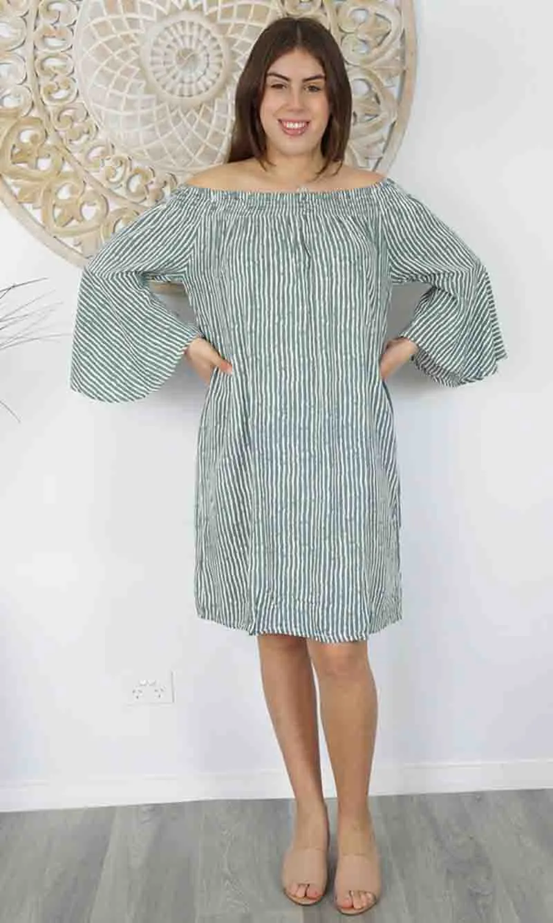 Rayon Dress Malibu Stripes Grey