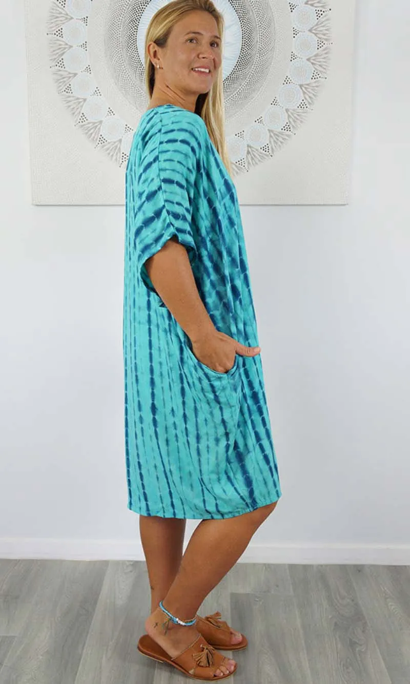 Rayon Dress Resort Crackle Tie Dye, More Colours