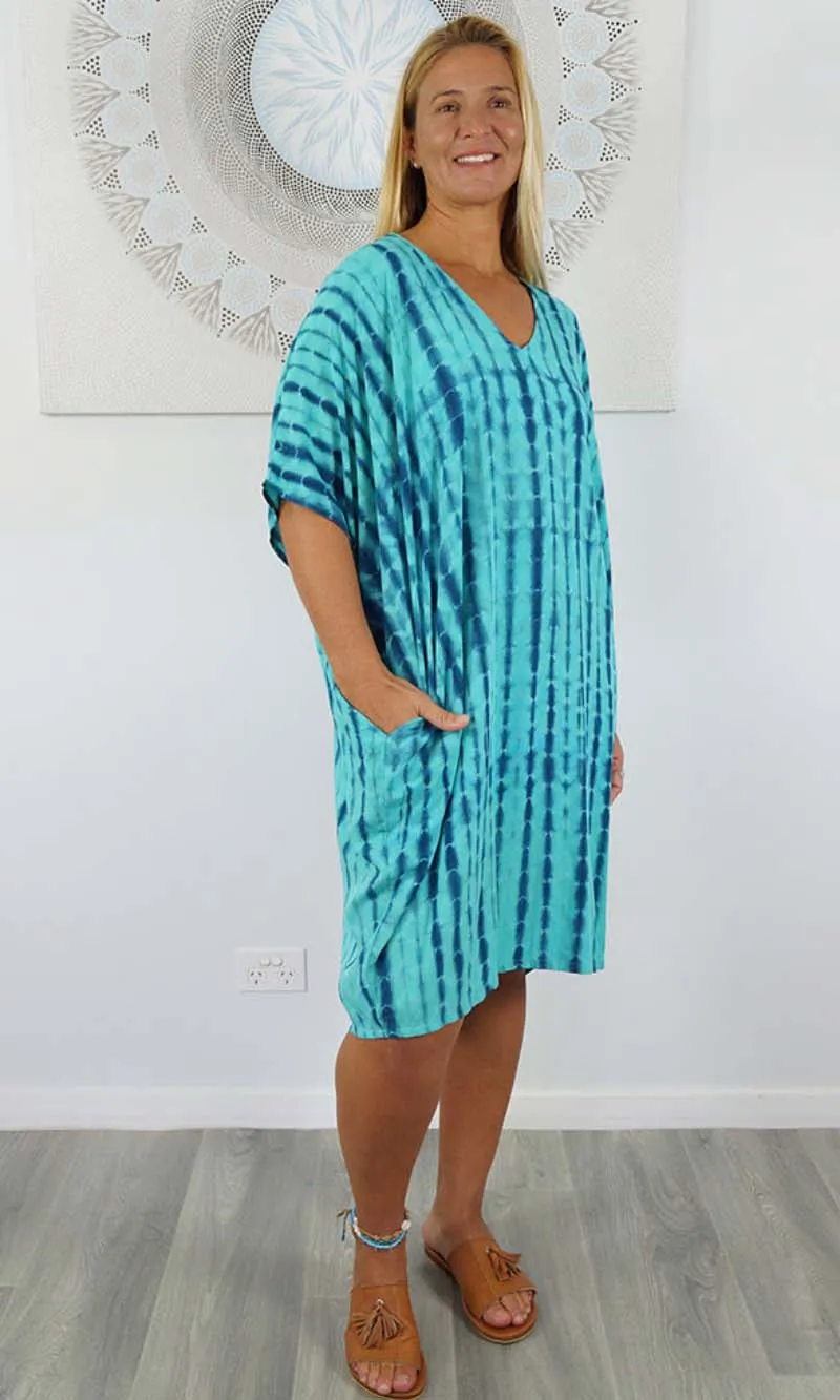 Rayon Dress Resort Crackle Tie Dye, More Colours