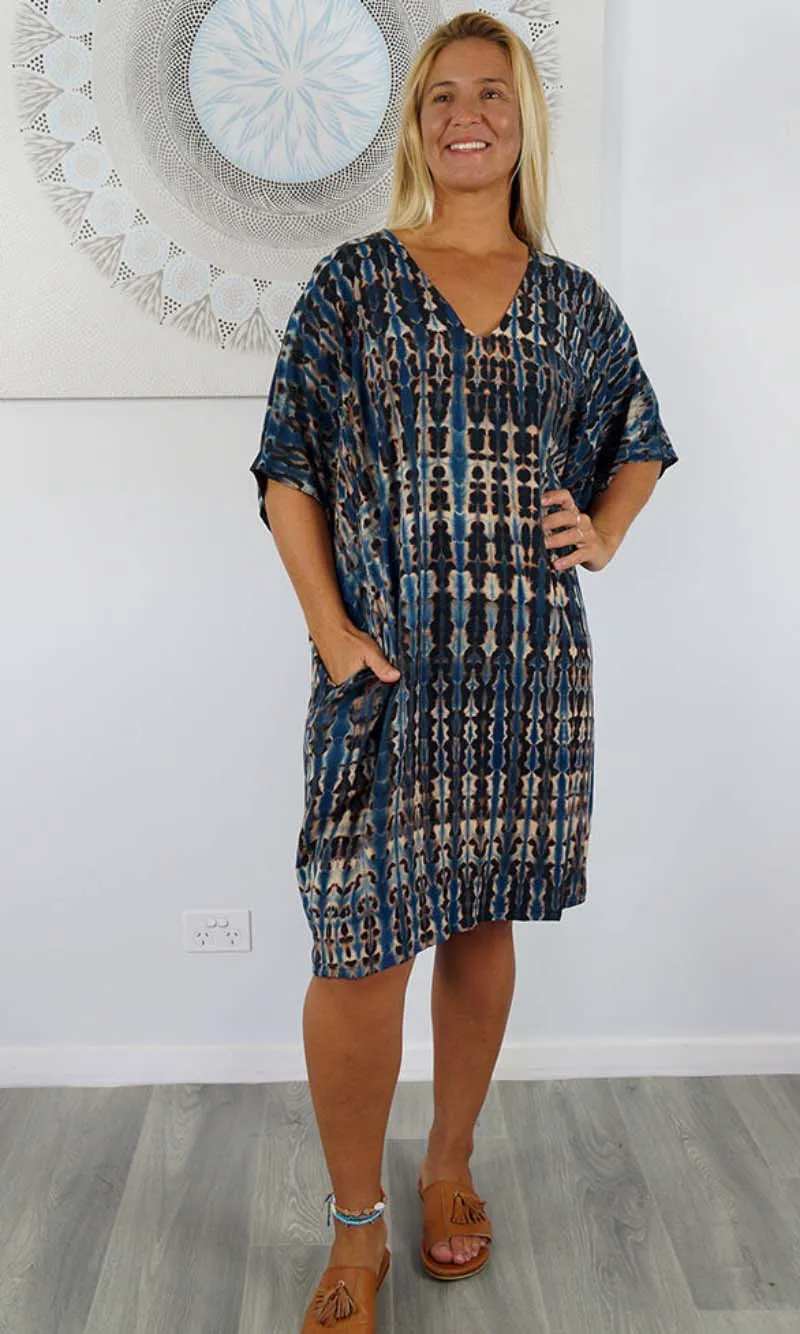 Rayon Dress Resort Crackle Tie Dye, More Colours